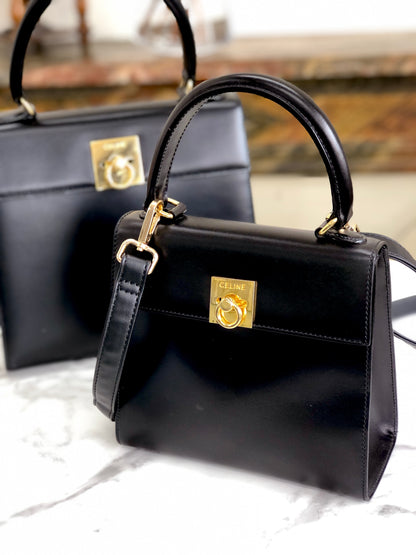 CELINE Gancini 手提包 斜背包 兩用肩背包 手提包 黑色 舊款 CELINE 復古 mbrsaf