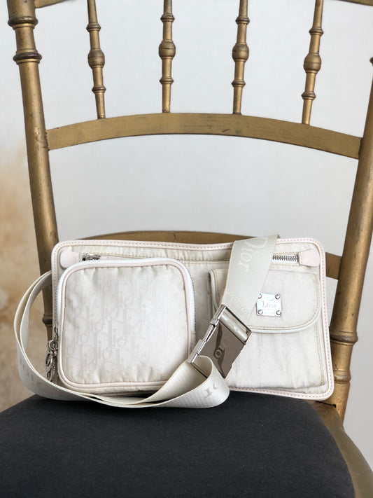 Christian Dior Logo Trotter Sling bag Waist bag White Vintage Old 8crjb3