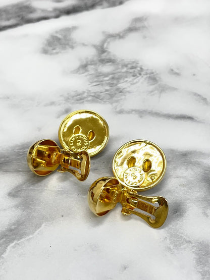CELINE Stone Star ball Earrings gold Vintage Old Celine fpgkbe