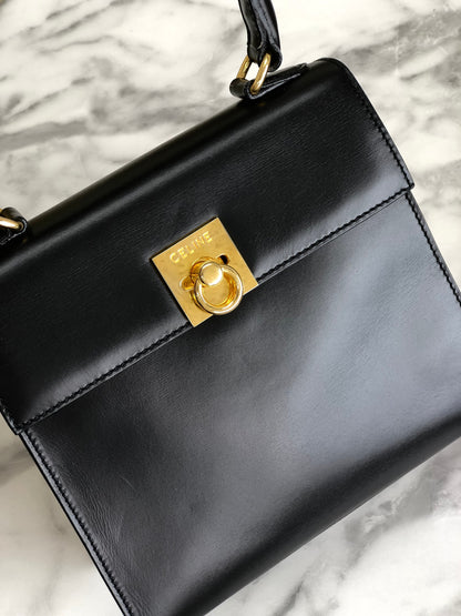 CELINE Gancini 手提包 斜背包 兩用肩背包 手提包 黑色 舊款 CELINE 復古 mbrsaf