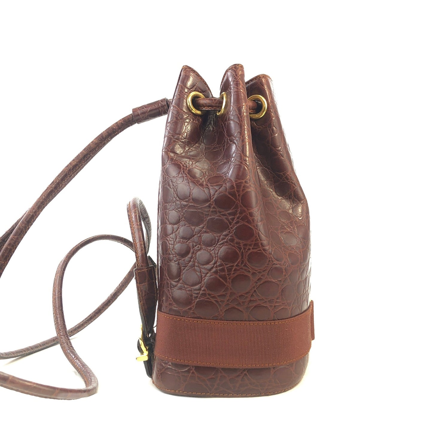 Salvatore Ferragamo Crocodile Embossed brown backpack 76zhn3
