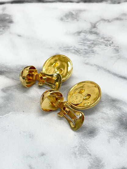 CELINE Stone Star ball Earrings gold Vintage Old Celine fpgkbe