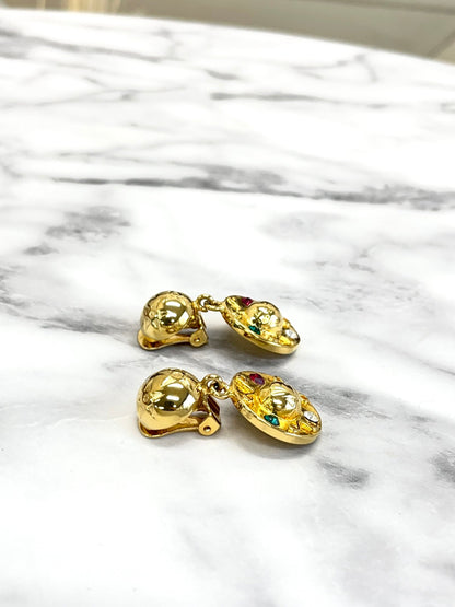 CELINE Stone Star ball Earrings gold Vintage Old Celine fpgkbe