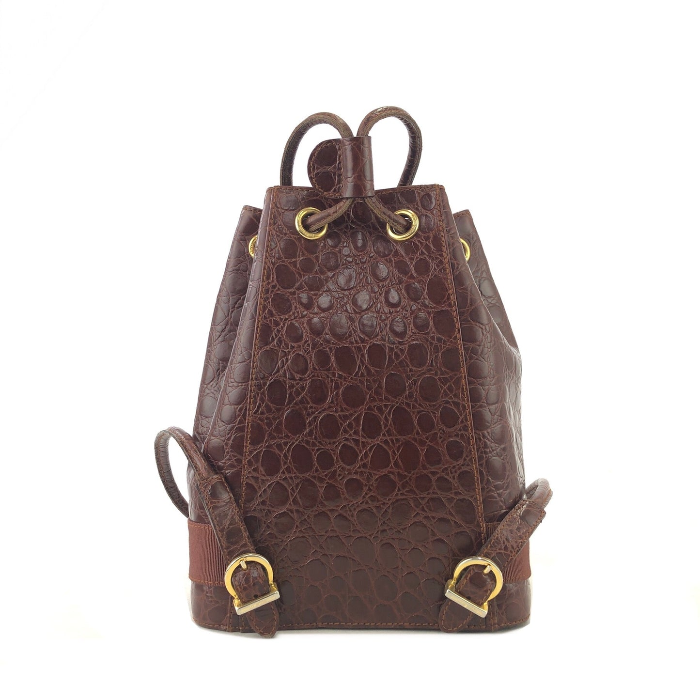 Salvatore Ferragamo Crocodile Embossed brown backpack 76zhn3