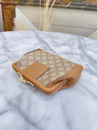 CELINE Macadam Blason Embossed PVC Leather Clasp Coin Case Beige Vintage Old Celine jndpy2