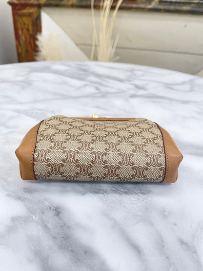 CELINE Macadam Blason Embossed PVC Leather Clasp Coin Case Beige Vintage Old Celine jndpy2