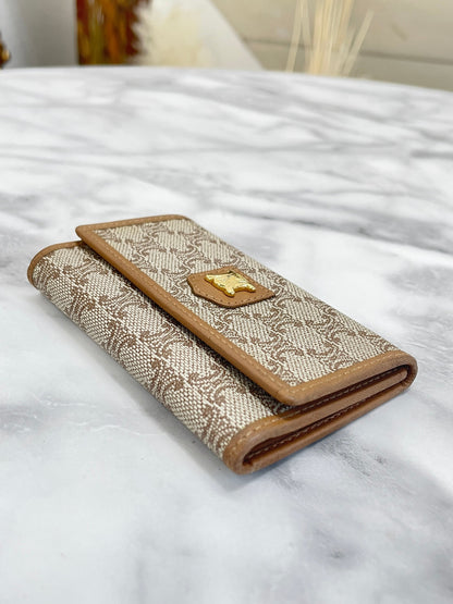 CELINE Macadam Triomphe PVC Leather 6 row key case Beige Vintage Old Celine xuvzzc