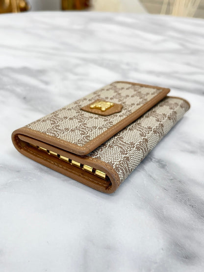 CELINE Macadam Triomphe PVC Leather 6 row key case Beige Vintage Old Celine xuvzzc