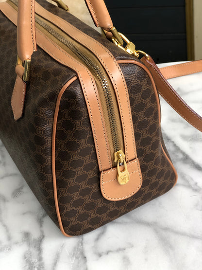 CELINE Macadam Blason Two- way Boston bag Handbag Shoulder bag Brown Vintage Old Celine wxxdse