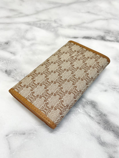 CELINE Macadam Triomphe PVC Leather 6 row key case Beige Vintage Old Celine xuvzzc