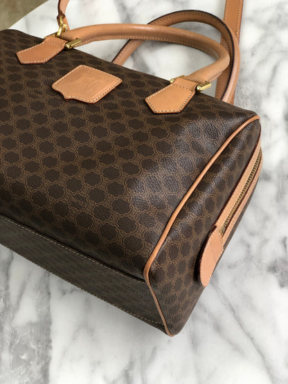 CELINE Macadam Blason Two- way Boston bag Handbag Shoulder bag Brown Vintage Old Celine wxxdse