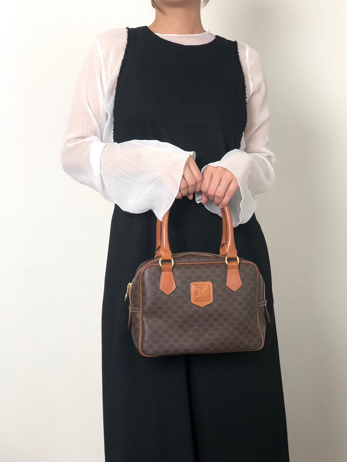 CELINE Macadam Blason Two-way Handbag Shoulder bag Brown Vintage 58rwg8