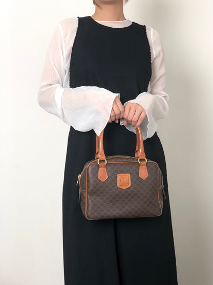 CELINE Macadam Blason Two-way Handbag Shoulder bag Brown Vintage 58rwg8