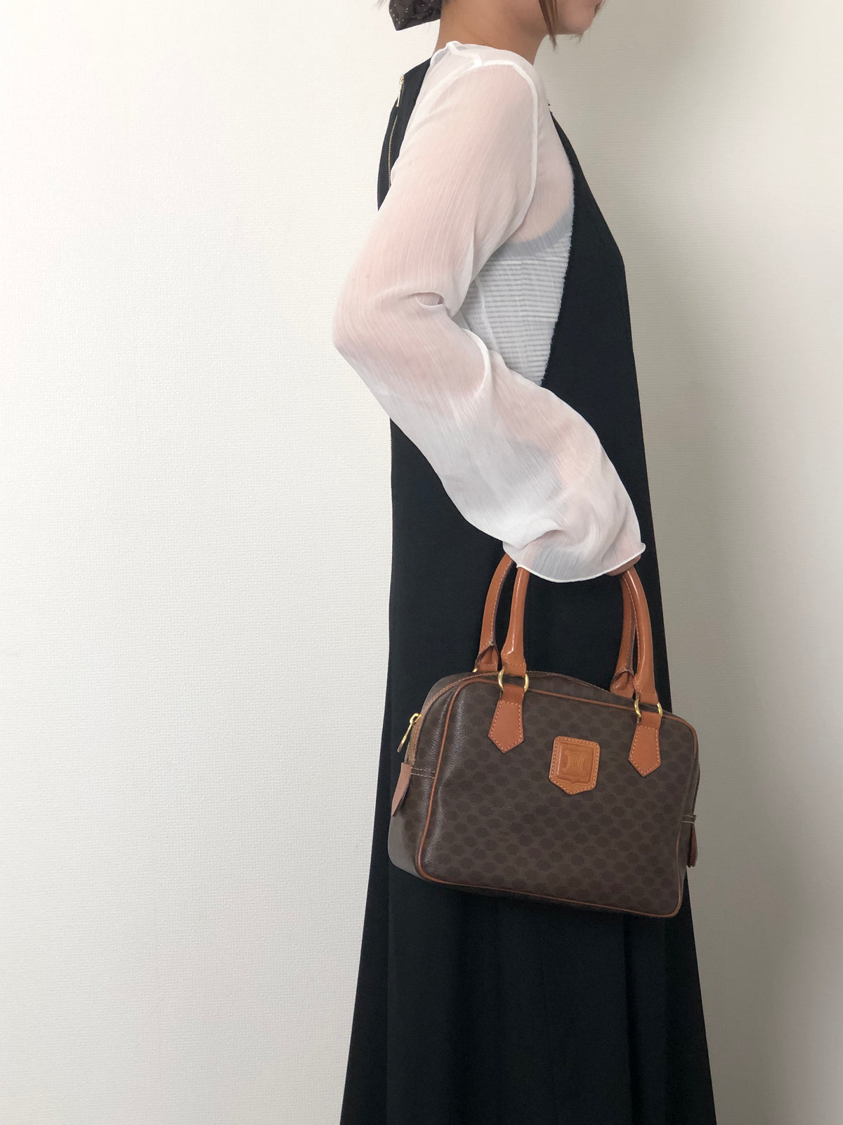 CELINE Macadam Blason Two-way Handbag Shoulder bag Brown Vintage 58rwg8