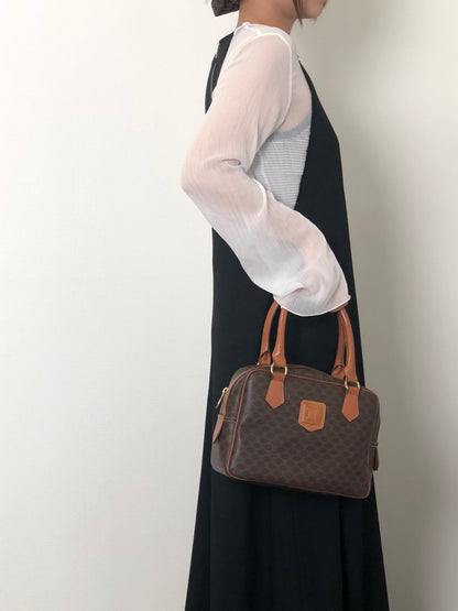 CELINE Macadam Blason Two-way Handbag Shoulder bag Brown Vintage 58rwg8