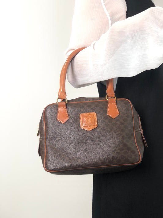 CELINE Macadam Blason Two-way Handbag Shoulder bag Brown Vintage 58rwg8