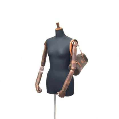 CELINE Blason Macadam Barrel bag Handbag Brown Vintage Old Celine uivdse