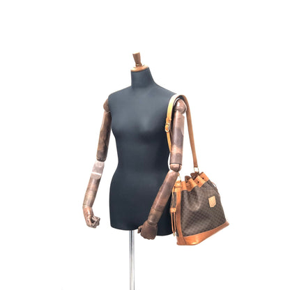 CELINE Macadam Blason Drawstring Bucket Shoulder bag Brown Vintage Old CELINE txv2jg