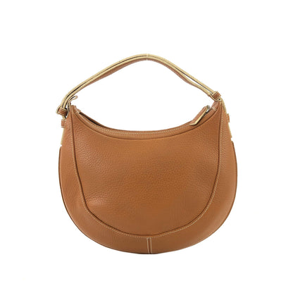 LOEWE  embossing Leather  round shoulder bag Brown euajx8