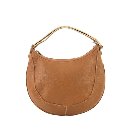 LOEWE  embossing Leather  round shoulder bag Brown euajx8