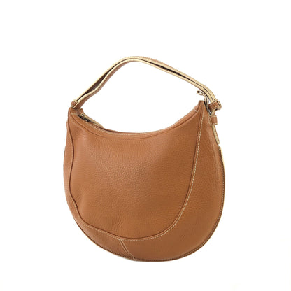 LOEWE  embossing Leather  round shoulder bag Brown euajx8