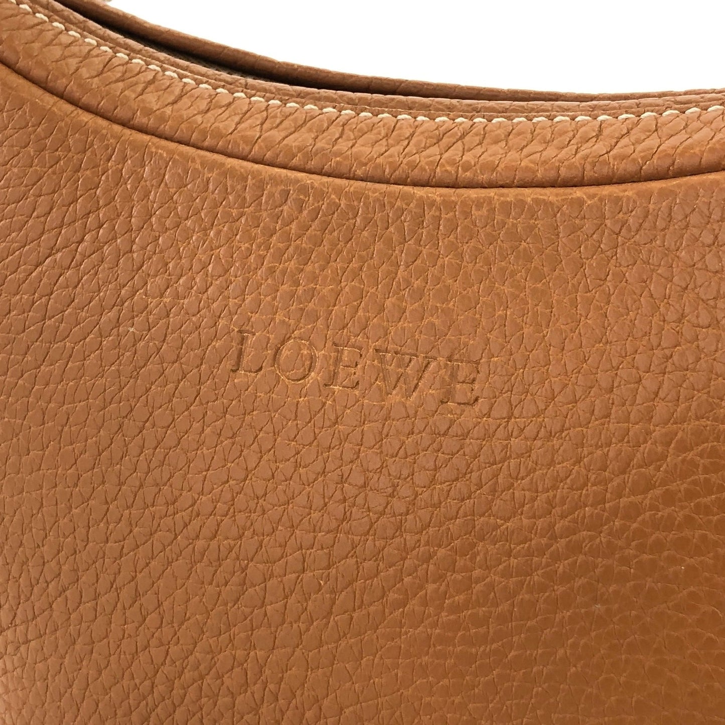 LOEWE  embossing Leather  round shoulder bag Brown euajx8