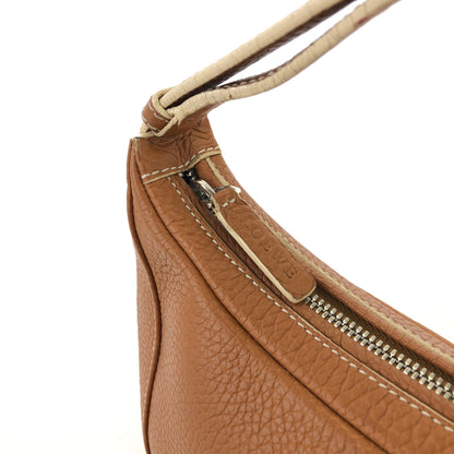 LOEWE  embossing Leather  round shoulder bag Brown euajx8