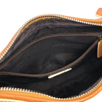 LOEWE  embossing Leather  round shoulder bag Brown euajx8