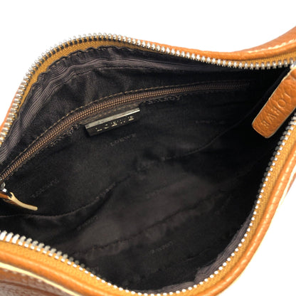 LOEWE  embossing Leather  round shoulder bag Brown euajx8