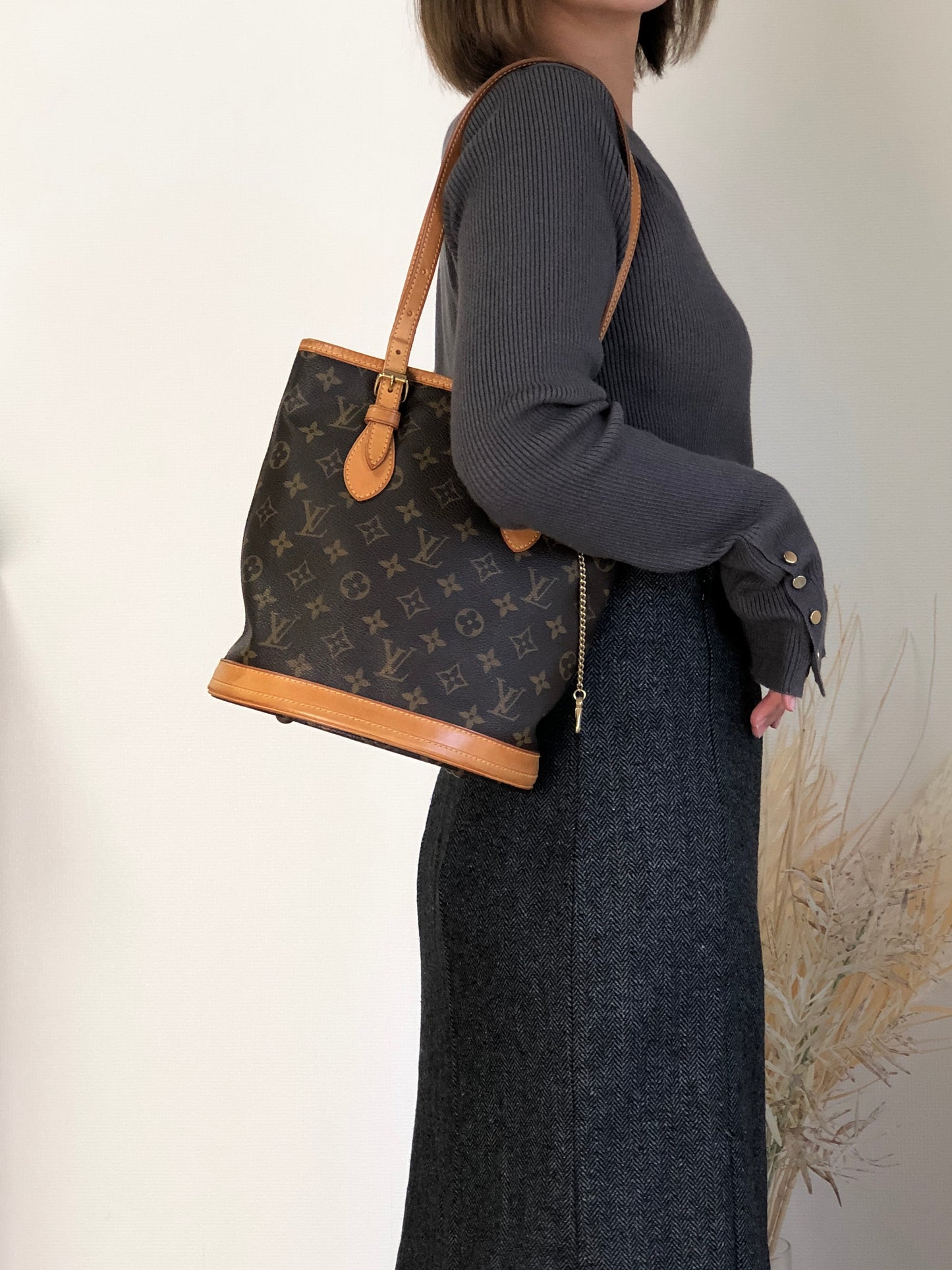 LOUIS VUITTON Monogram Handbag Brown M42238 Vintage wxysxm