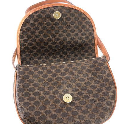 CELINE Macadam Blason  Embossed Shoulderbag half moon Brown Vintage Old celine ua7fc3