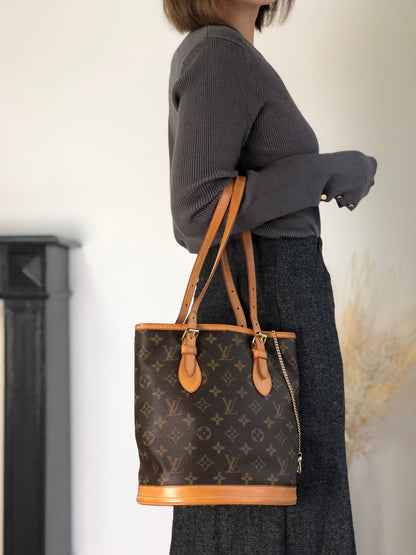 LOUIS VUITTON Monogram Handbag Brown M42238 Vintage wxysxm