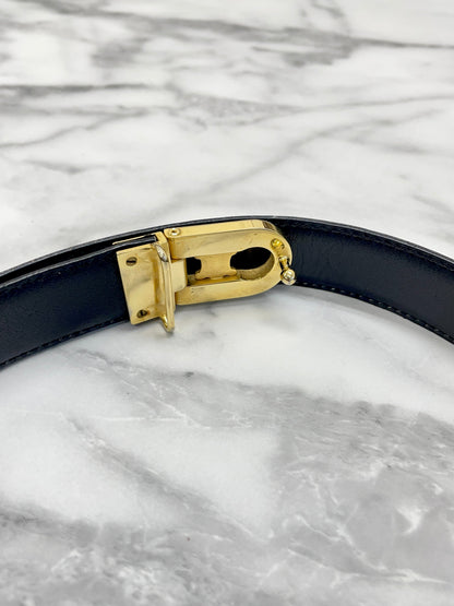 CELINE Triomphe 皮革腰帶 黑色 復古舊款 Celine vu3cmr