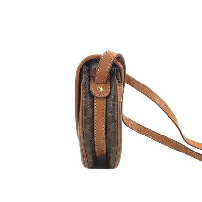 CELINE Macadam Blason  Embossed Shoulderbag half moon Brown Vintage Old celine ua7fc3