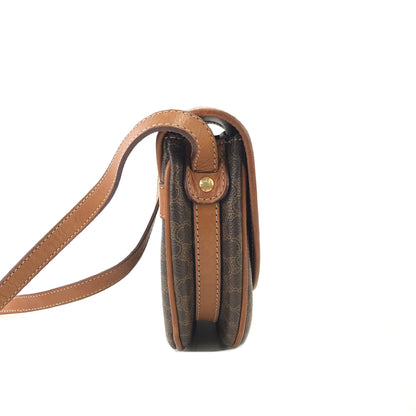 CELINE Macadam Blason  Embossed Shoulderbag half moon Brown Vintage Old celine ua7fc3