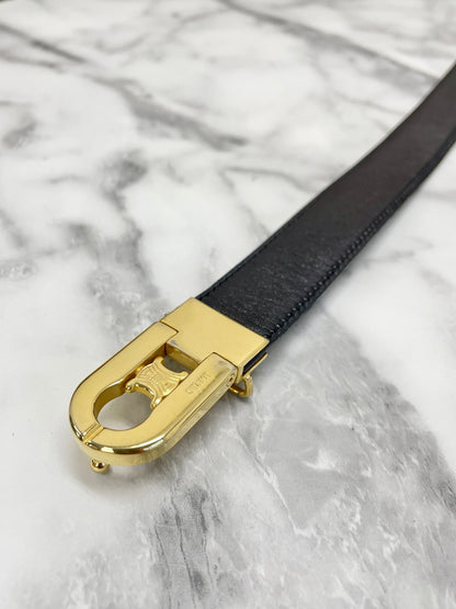 CELINE Triomphe 皮革腰帶 黑色 復古舊款 Celine vu3cmr
