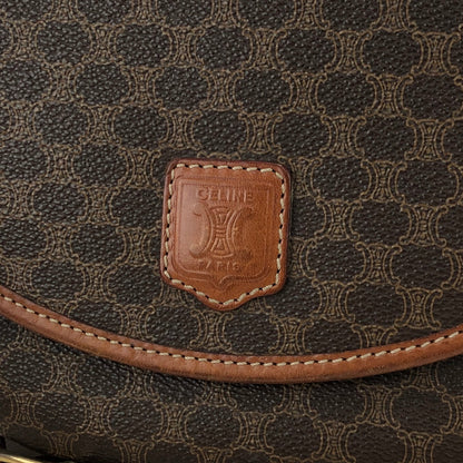 CELINE Macadam Blason  Embossed Shoulderbag half moon Brown Vintage Old celine ua7fc3