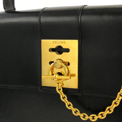 CELINE Toggle Clasp Chain Handbag Black Vintage Old Celine f27nxf