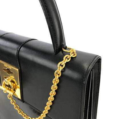CELINE Toggle Clasp Chain Handbag Black Vintage Old Celine f27nxf