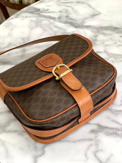 CELINE Macadam Front buckle Shoulder bag Brown Vintage Old CELINE vjh83d
