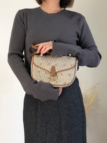 Christian Dior Honeycomb Pattern Shoulder bag Beige Vintage wvwdbt