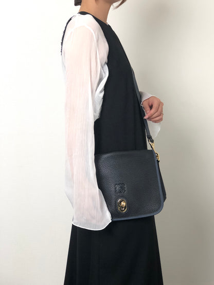 LOEWE Anagram Shoulder bag Navy×Black Vintage r7bby7