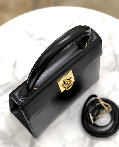 CELINE Gancini 兩用單肩包手提包黑色復古舊 Celine dn2fvc