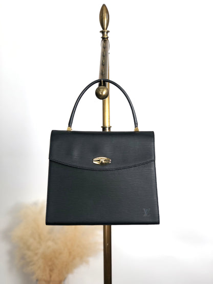 LOUIS VUITTON Epi Turn Lock Handbag Black Vintage u8cniv