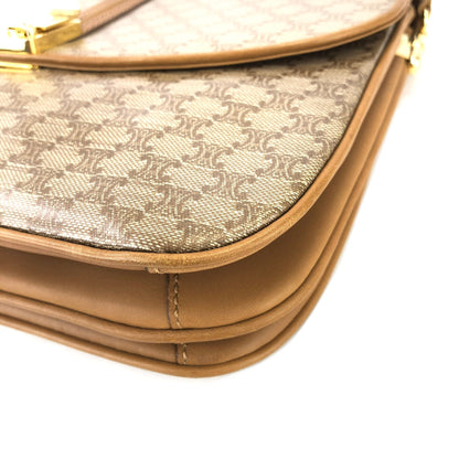 CELINE Macadam Blason Crossbody Shoulder bag Beige Vintage Old Celine ah45x5