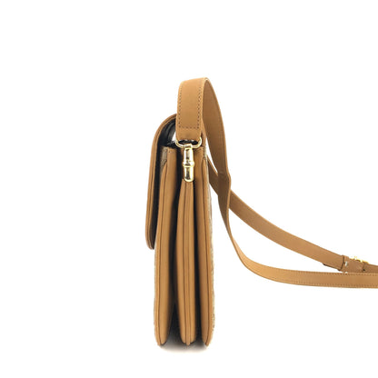 CELINE Macadam Blason Crossbody Shoulder bag Beige Vintage Old Celine ah45x5