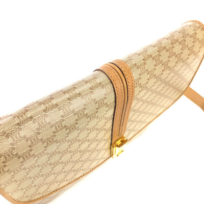 CELINE Macadam Blason Crossbody Shoulder bag Beige Vintage Old Celine ah45x5