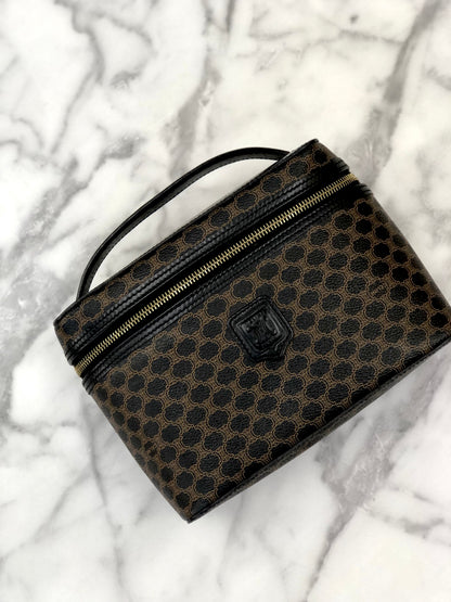 CELINE Macadam Blason Vanity bag Hand bag Black Vintage Old Celine 42j7dd