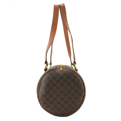 CELINE Blason Macadam Barrel bag Handbag Brown Vintage Old Celine uivdse