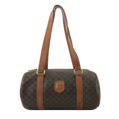CELINE Blason Macadam Barrel bag Handbag Brown Vintage Old Celine uivdse